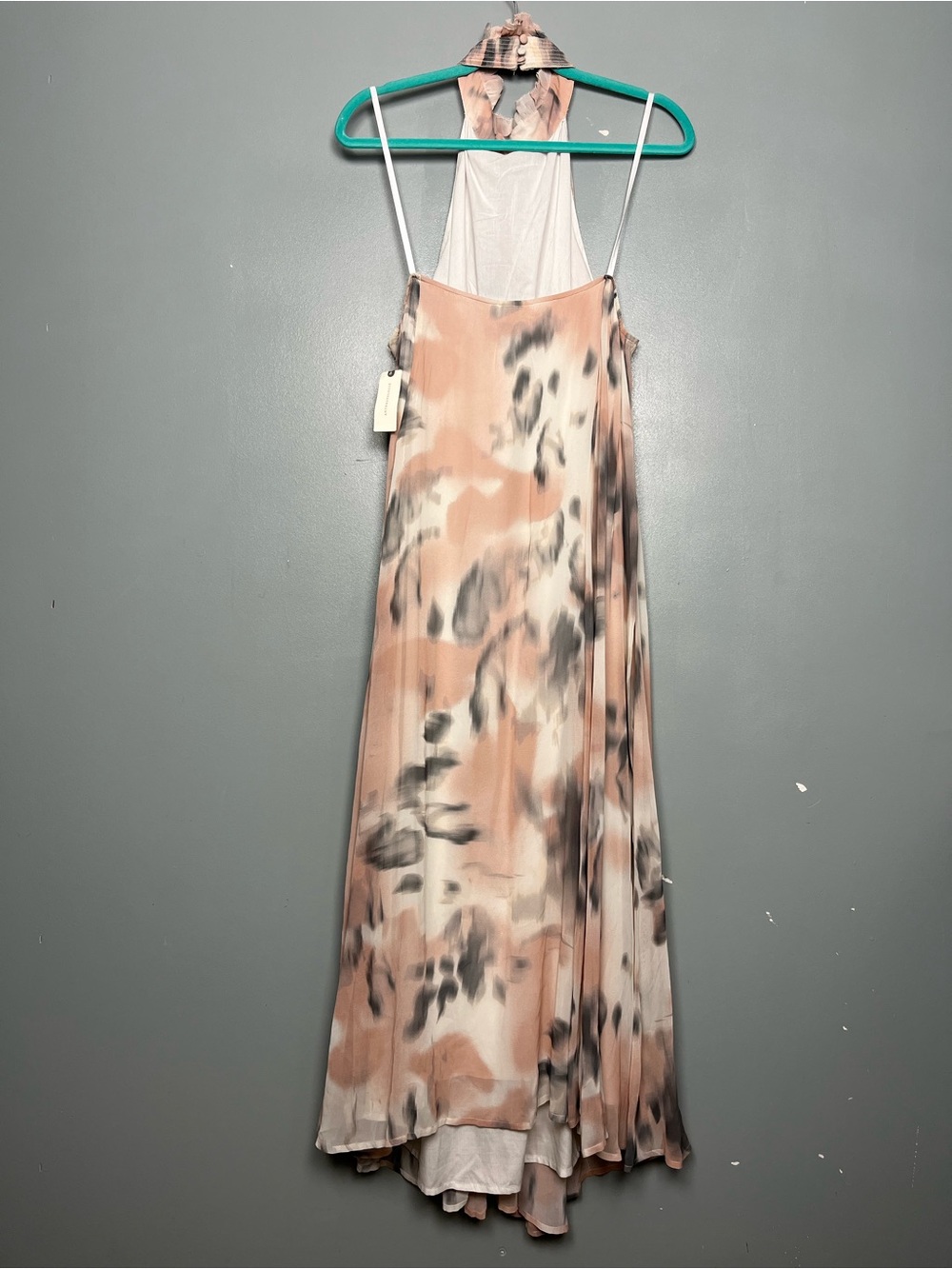 Anthropologie Maeve Halter Sheer Print Maxi Dress Pink Abstract Women’s Size S - Picture 4 of 8